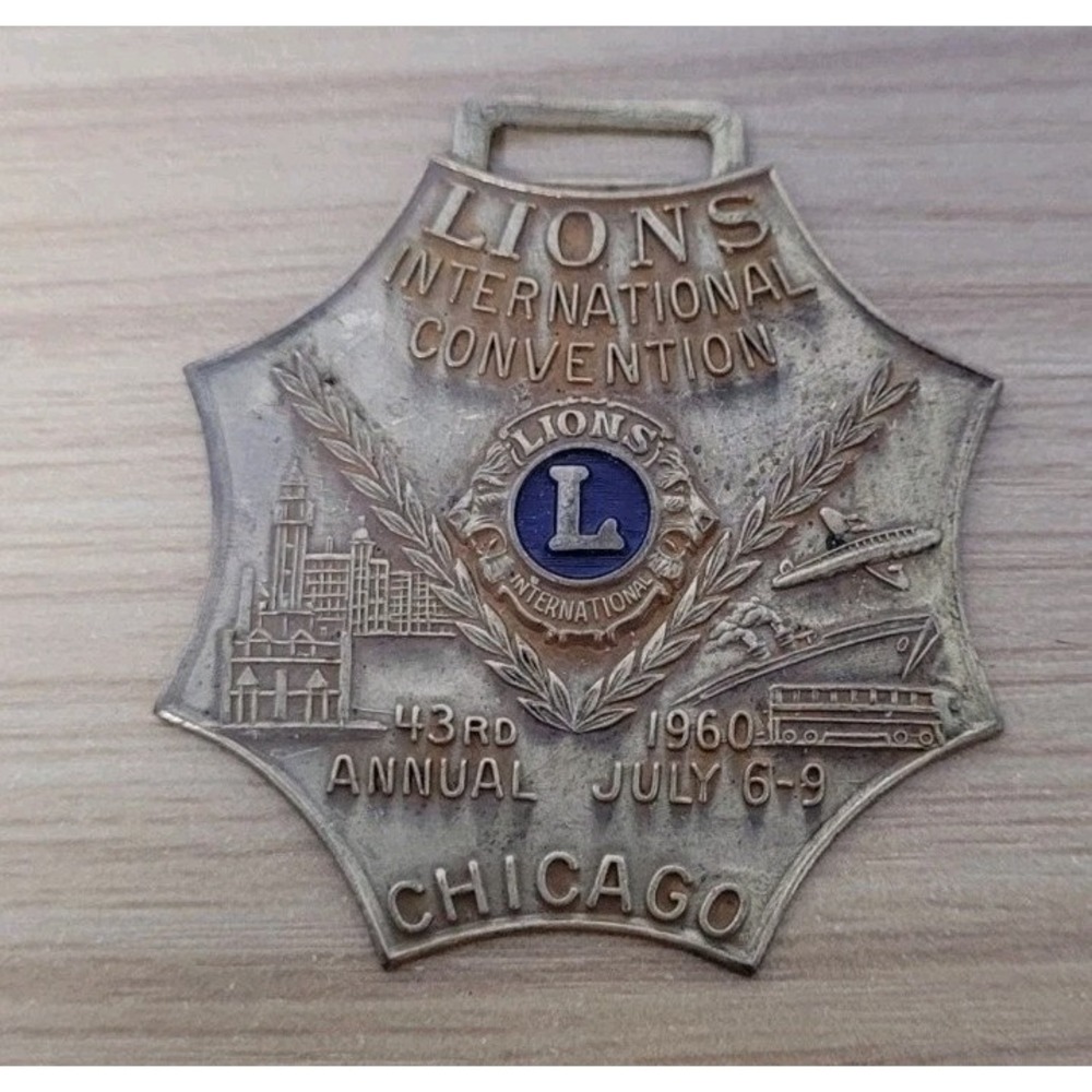 1960 Lions Annual Convention Chicago 43rd Annual July 6-9 Metal Ribbon Medal - Picture 2 of 4